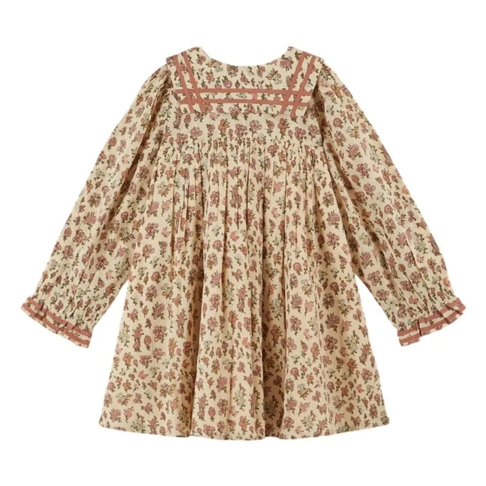 Emile et Ida | Fleurie Sailor Collar Dress Beige - Picture 2 of 3